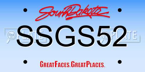 SSGS52 South Dakota License Plate