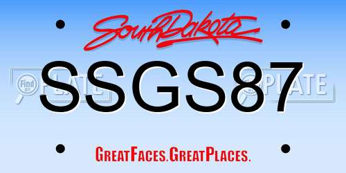 SSGS87 South Dakota License Plate