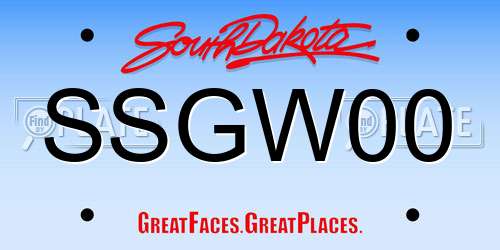 SSGW00 South Dakota License Plate