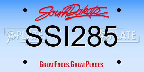 SSI285 South Dakota License Plate