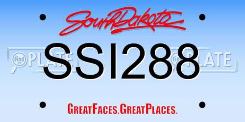 SSI288 South Dakota License Plate