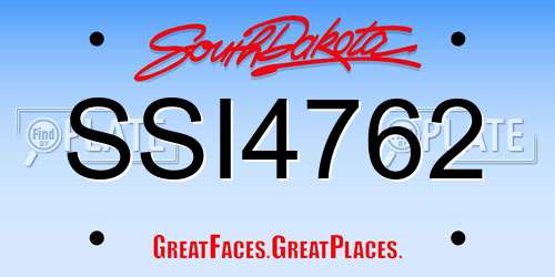 SSI4762 South Dakota License Plate
