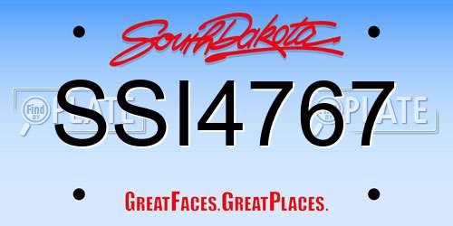 SSI4767 South Dakota License Plate