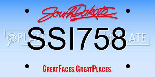 SSI758 South Dakota License Plate