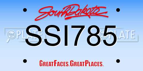 SSI785 South Dakota License Plate