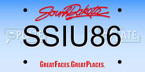 SSIU86 South Dakota License Plate
