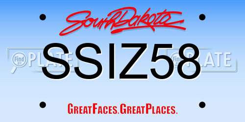 SSIZ58 South Dakota License Plate