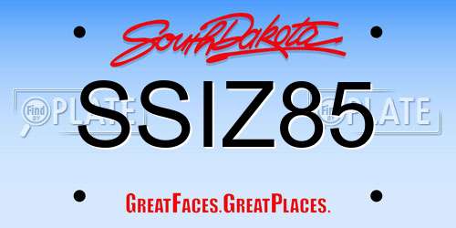 SSIZ85 South Dakota License Plate