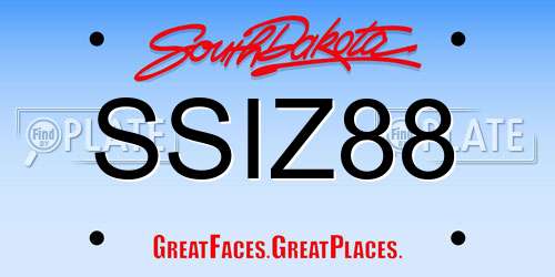 SSIZ88 South Dakota License Plate