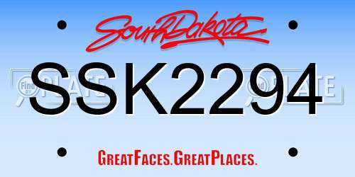 SSK2294 South Dakota License Plate