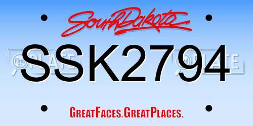 SSK2794 South Dakota License Plate