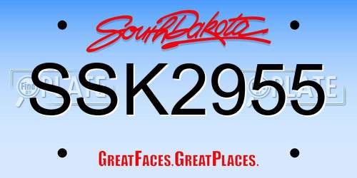 SSK2955 South Dakota License Plate