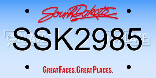 SSK2985 South Dakota License Plate