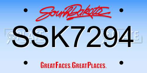 SSK7294 South Dakota License Plate
