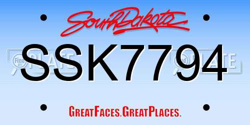 SSK7794 South Dakota License Plate