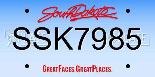 SSK7985 South Dakota License Plate