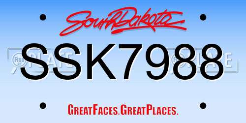 SSK7988 South Dakota License Plate