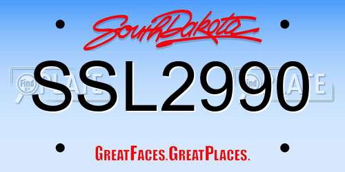 SSL2990 South Dakota License Plate