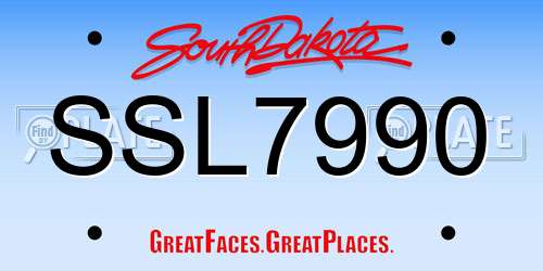SSL7990 South Dakota License Plate