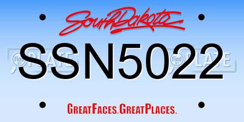 SSN5022 South Dakota License Plate