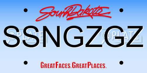 SSNGZGZ South Dakota License Plate