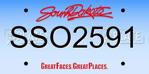SSO2591 South Dakota License Plate