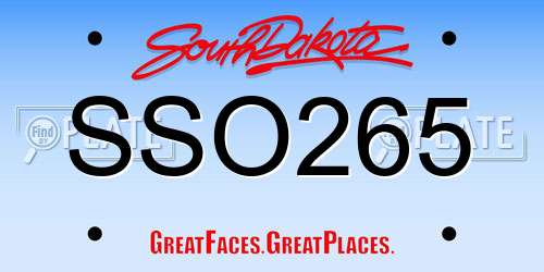 SSO265 South Dakota License Plate