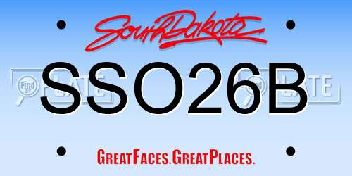 SSO26B South Dakota License Plate