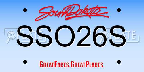 SSO26S South Dakota License Plate