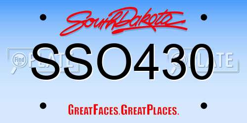 SSO430 South Dakota License Plate