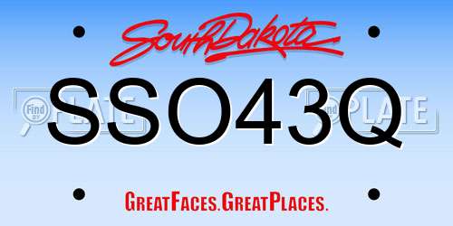 SSO43Q South Dakota License Plate