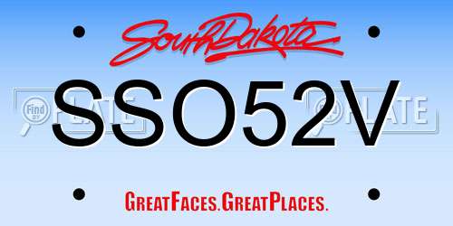 SSO52V South Dakota License Plate