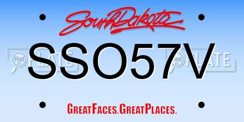 SSO57V South Dakota License Plate