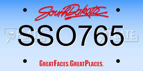 SSO765 South Dakota License Plate