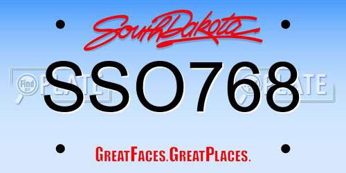 SSO768 South Dakota License Plate