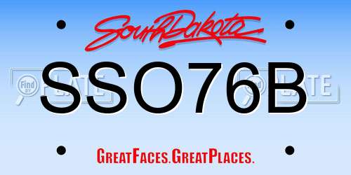 SSO76B South Dakota License Plate