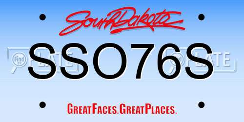 SSO76S South Dakota License Plate