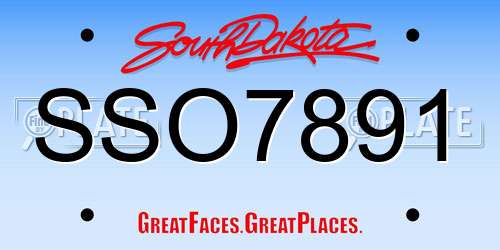 SSO7891 South Dakota License Plate