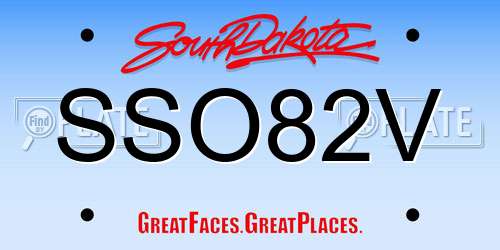 SSO82V South Dakota License Plate