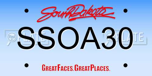 SSOA30 South Dakota License Plate