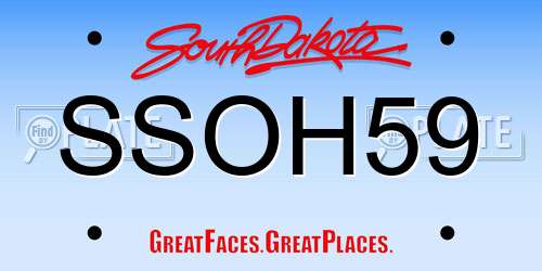 SSOH59 South Dakota License Plate