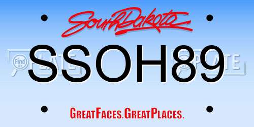 SSOH89 South Dakota License Plate
