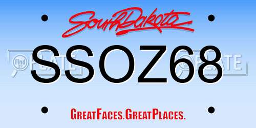 SSOZ68 South Dakota License Plate