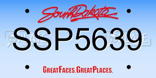 SSP5639 South Dakota License Plate