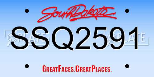 SSQ2591 South Dakota License Plate