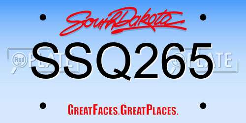 SSQ265 South Dakota License Plate