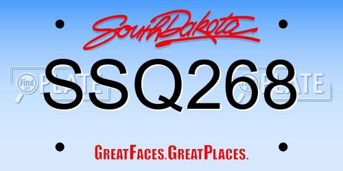 SSQ268 South Dakota License Plate