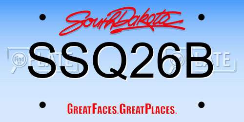SSQ26B South Dakota License Plate
