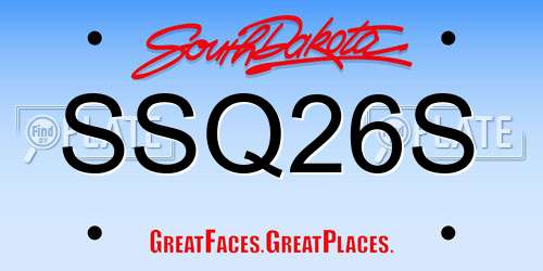 SSQ26S South Dakota License Plate