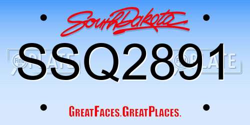 SSQ2891 South Dakota License Plate